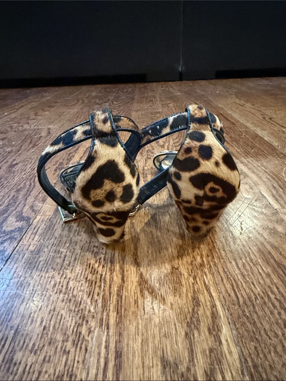 J. Crew calf hair Leopard Print Wedge Sandals with Ankle Strap